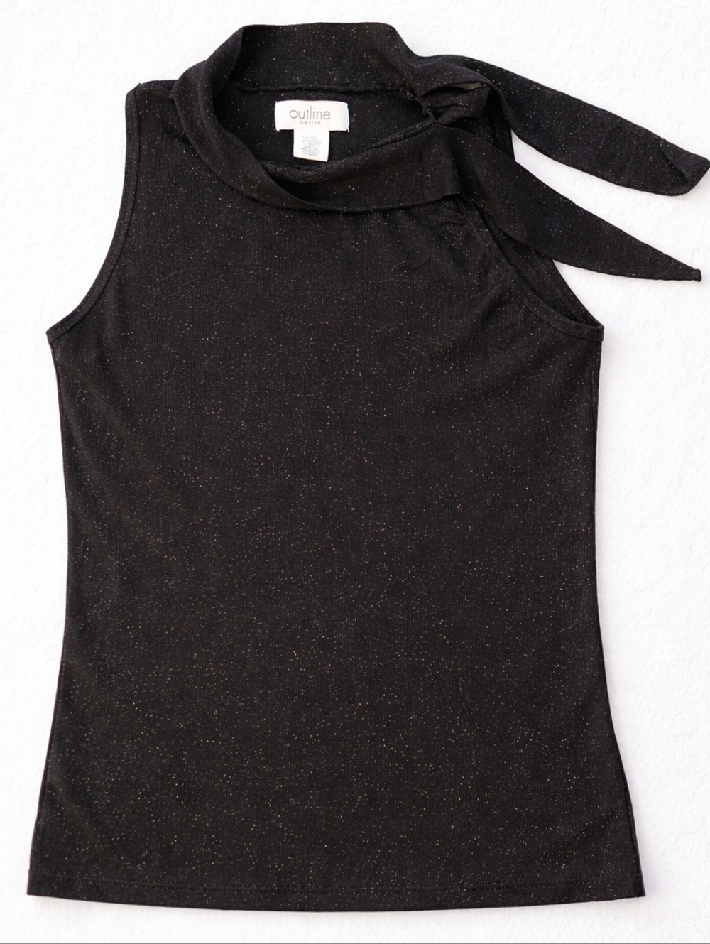 Outline Petite Black Shimmer Halter Neck Top Size L